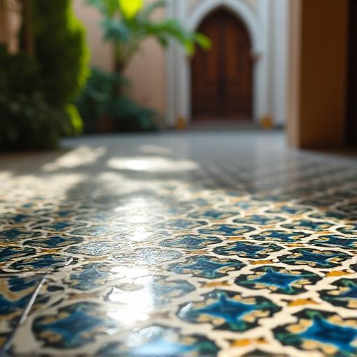 Intricate tilework in a Moroccan Riad.